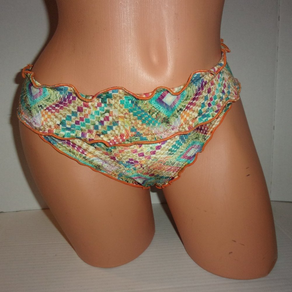 Guria Beachwear Abstract Geometric Ruffle  Bikini Bottom